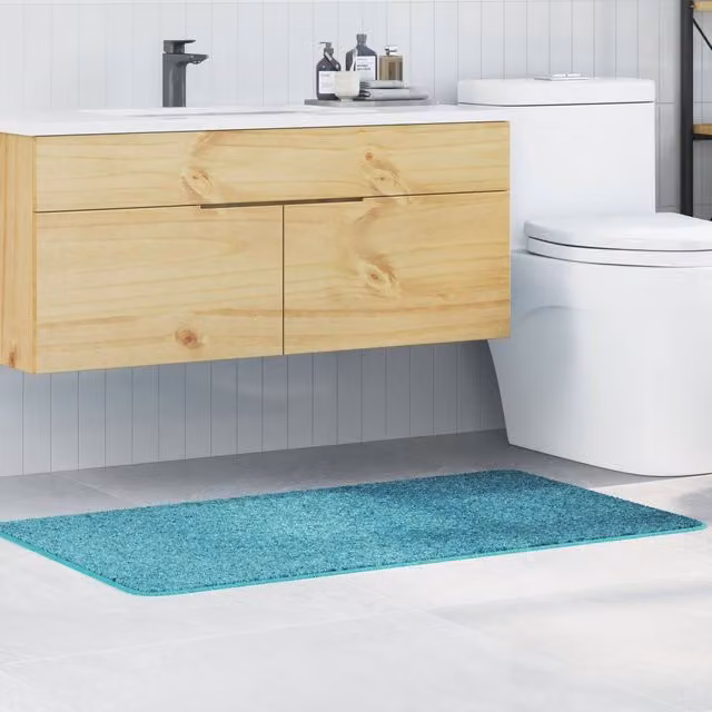 Berkfield Home Rectangular Non-Slip Microfibre Bath Mat in Turquoise, W: 70 cm, L: 120 cm