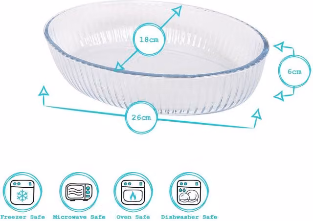 Argon Tableware Optical Oval Glass Oven Dish in Clear/White