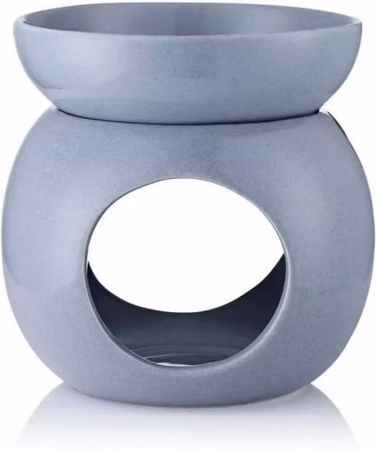 KDMD Ava May Round Ceramic Wax Burner in Grey, W/D/H: 12.0 x 12.0 x 12.0 cm