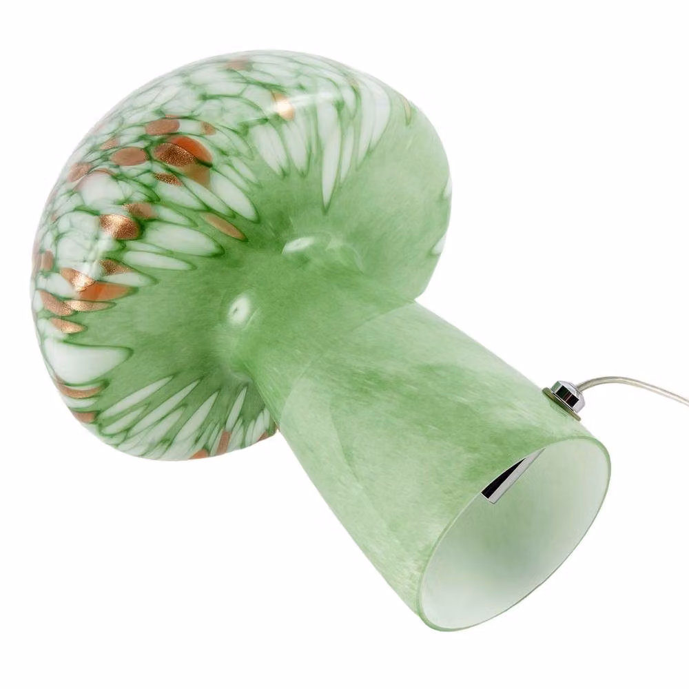 Happy Homewares Retro Green Glass Mushroom Tabletop Lamp with Copper Flecks – 2