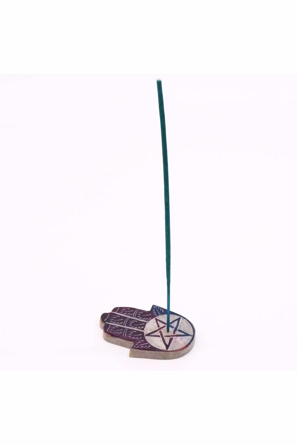 KDMD Multicolour Soapstone Hamsa Incense Holder with Geometric Pentagon Design – 2