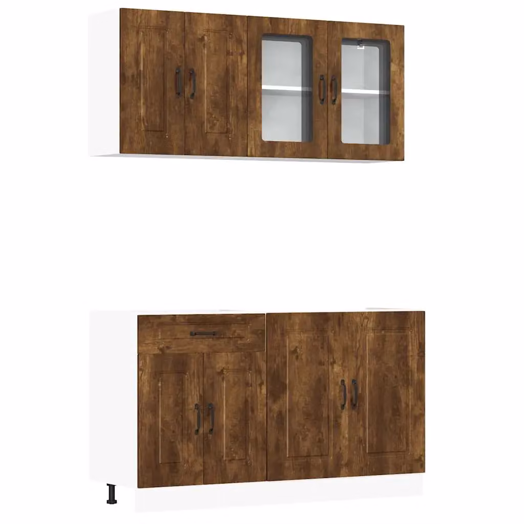 Berkfield Home Kalmar 4 Piece Kitchen Cabinet Set in Smoked Oak Brown Engineered Wood – 2