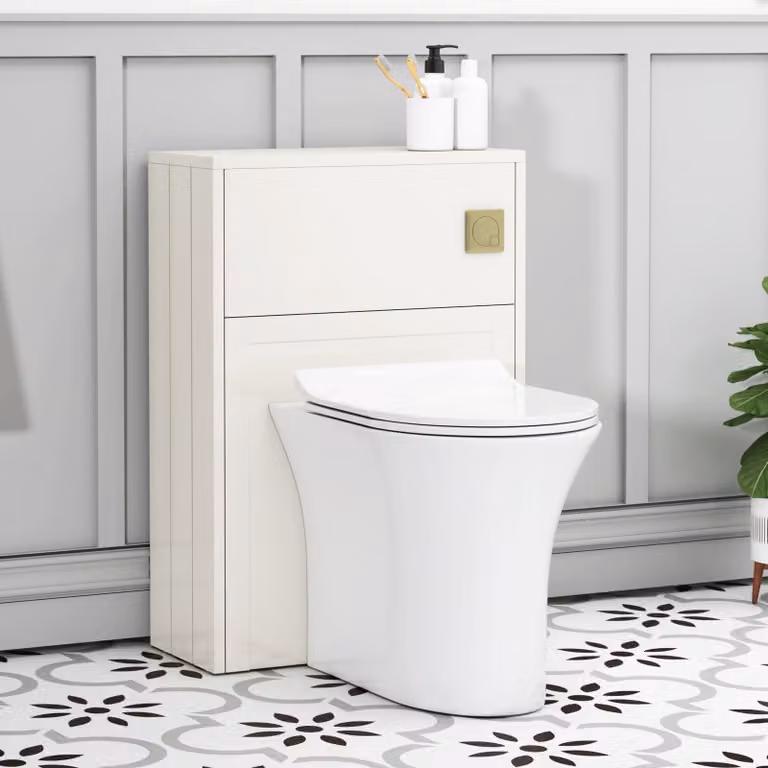Royal Bathrooms Elmore 550mm Classic White Back to Wall WC Unit with Breeze Rimless Ceramic Toilet Pan, Slim Soft Close Seat and Cistern