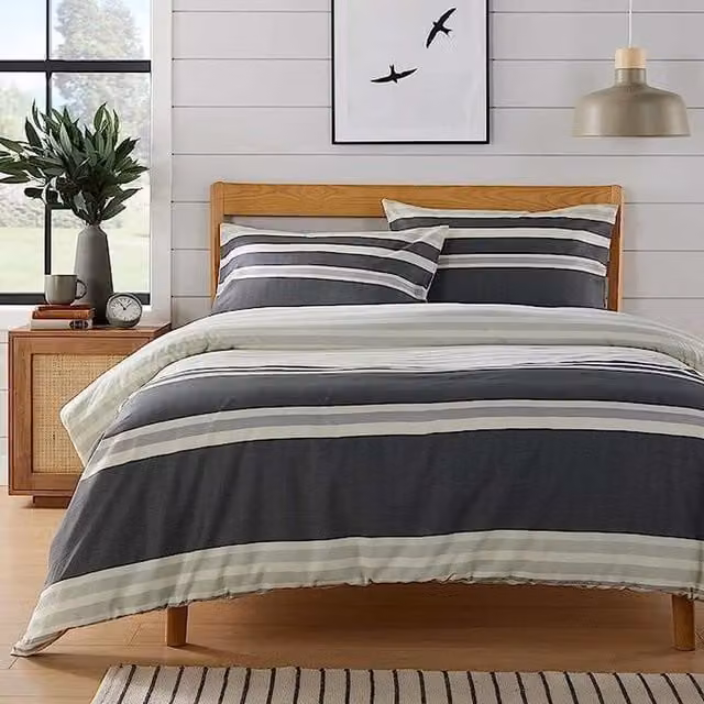 NewEdgeBlinds Grey Striped Modern Duvet Cover, 90 x 200 cm