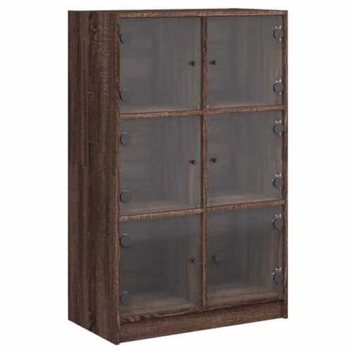 vidaXL Modern Highboard with Hinged Doors in Brown Oak, W/D/H: 68 x 37 x 109 cm – 1