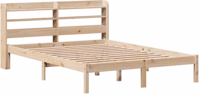 Berkfield Home Beautiful Solid Wood King Size Bed Frame in Brown, W/D/H: 218 x 160 x 82 cm