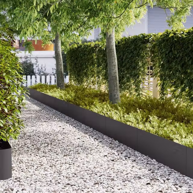 Berkfield Home Steel Lawn Edgings, 20 Pieces, Black, W/H: 100 x 30 cm