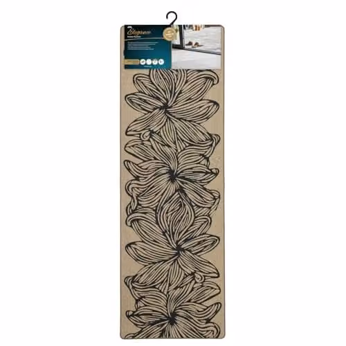 JVL Elegance Floral Machine Washable Non-Slip Entrance Runner Doormat, W: 50 cm, L: 150 cm, Natural and Black
