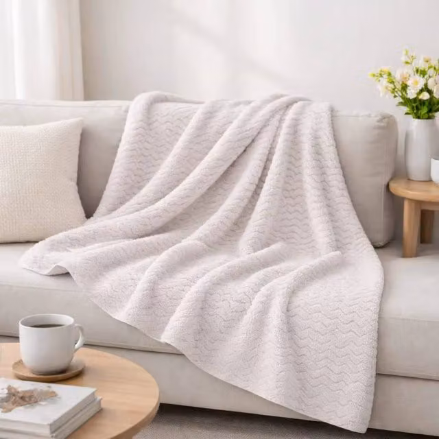 Voltico Jacquard Flannel Sherpa Throw in Grey, W/D/H: 130 x 160 cm – 1