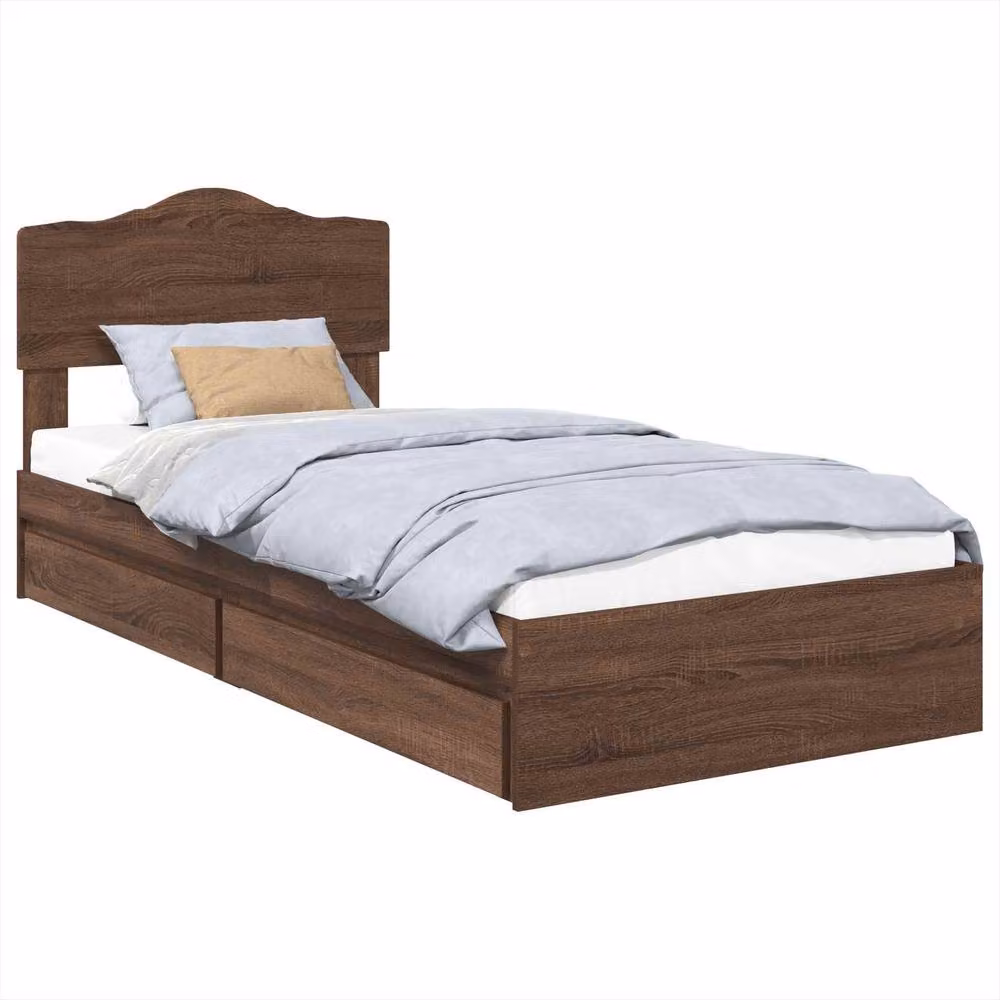 Berkfield Home Modern Storage Bed with Drawers in Brown Oak, Engineered Wood, W/D/H: 190 x 70 x 70 cm – 2
