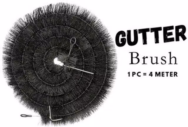 FLAVORA Gutter Brush Leaf Guard Filter Protection Cleaning Pipe, Black, W: 100 cm, D: 15 cm