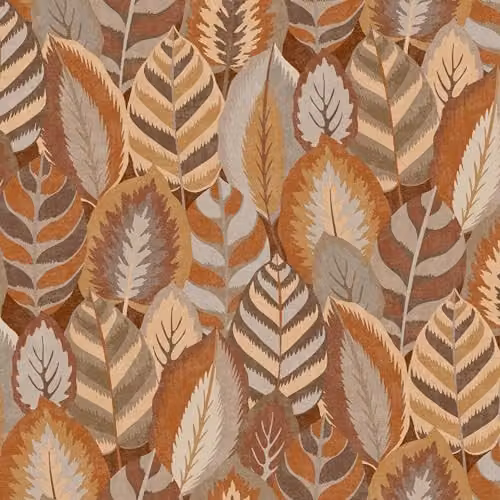 Graham & Brown Sublime Arty Leaves Brown and Orange Botanical Floral Non-Woven Washable Wallpaper