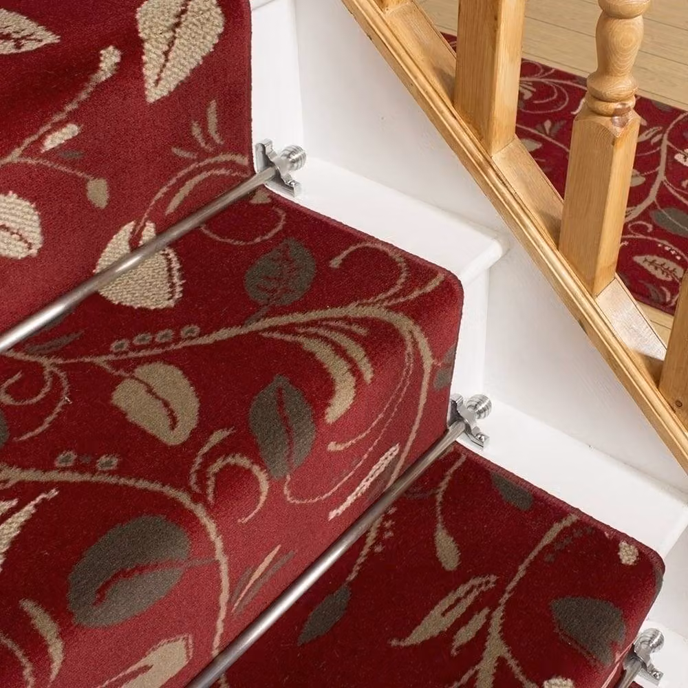 runrug Scroll Stair Runner Carpet in Red, W: 60 cm x L: 540 cm – 4