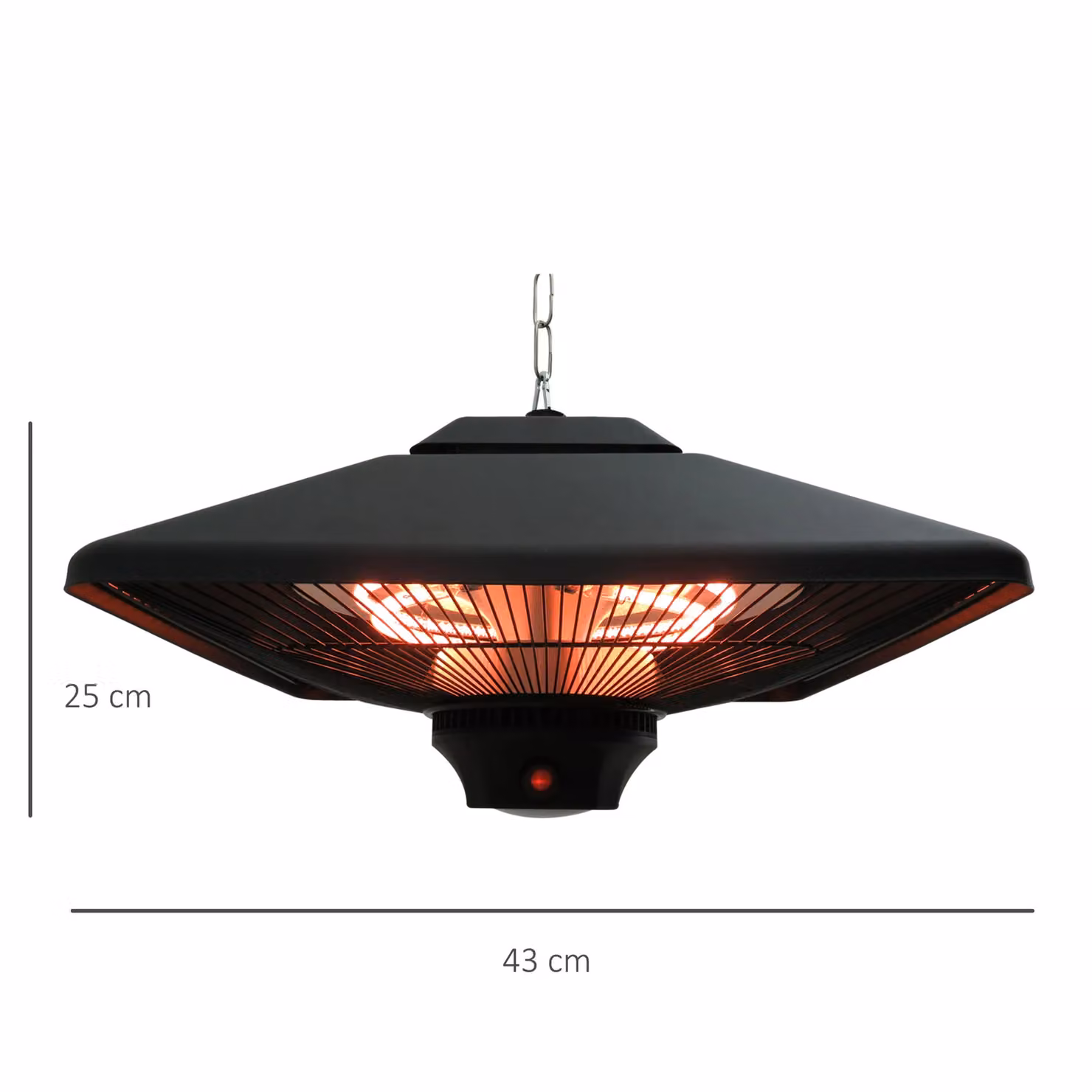 OUTSUNNY 2kW Electric Halogen Hanging Heater with Remote Control in Black – 2