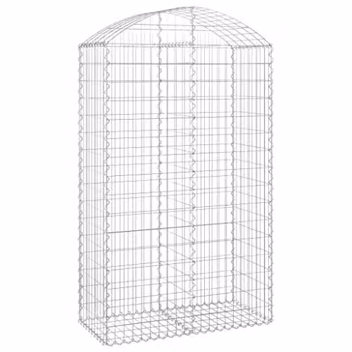 vidaXL Arched Gabion Basket in Silver Galvanised Steel, W: 100 cm, D: 50 cm, H: 160-180 cm