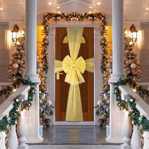 SHATCHI Gold Diamante Giant Christmas Door Bow for Festive Home Decoration – 2