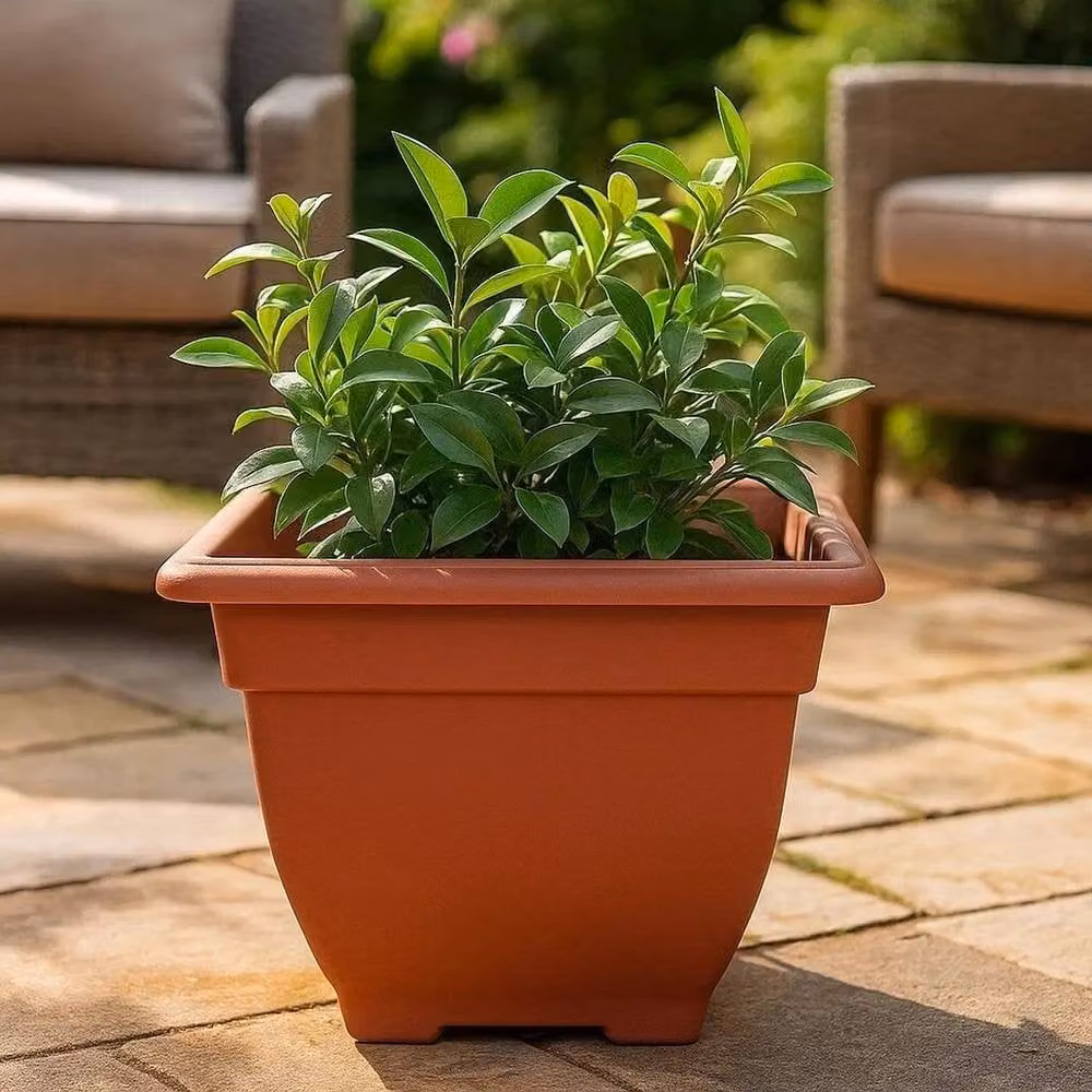 SPETLEK Brown Terracotta Large Square Bell Planter Plastic Pot W/D/H: 100 x 38 x 15 cm – 3