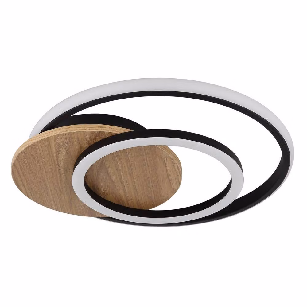 Netlighting Julio Semi Flush Ceiling Light in Brown Wood Look with 3x LED 3000K Warm White – 2