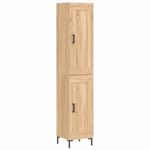 vidaXL Sonoma Oak Highboard with Hinged Doors and Internal Shelves, Brown, W/D/H: 34.5 x 29.7 x 180 cm