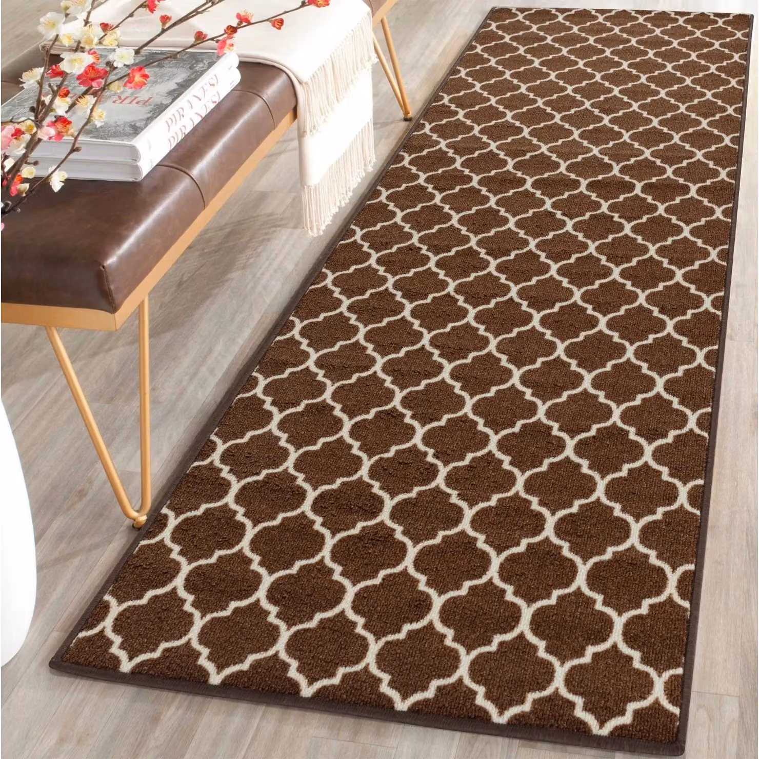 Smart Living Trellis Non-Slip Machine Washable Door Mat, Brown, W: 80 cm, L: 300 cm – 2