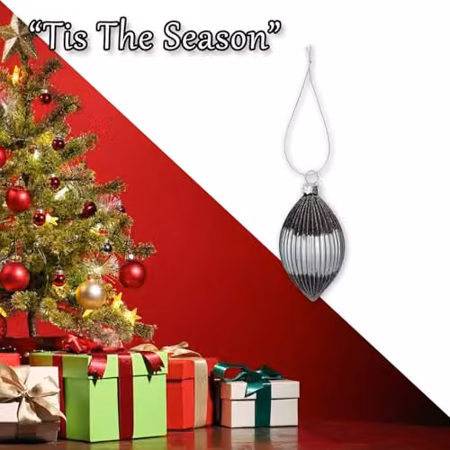 VFM e-Store Silver Oval Glass Hanging Bauble Decoration, H 15 cm x W 9 cm – 5