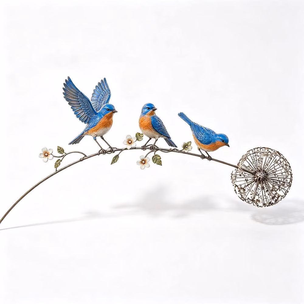 Quipulse Blue Metal Wrought-Iron Floral Ornaments – 2