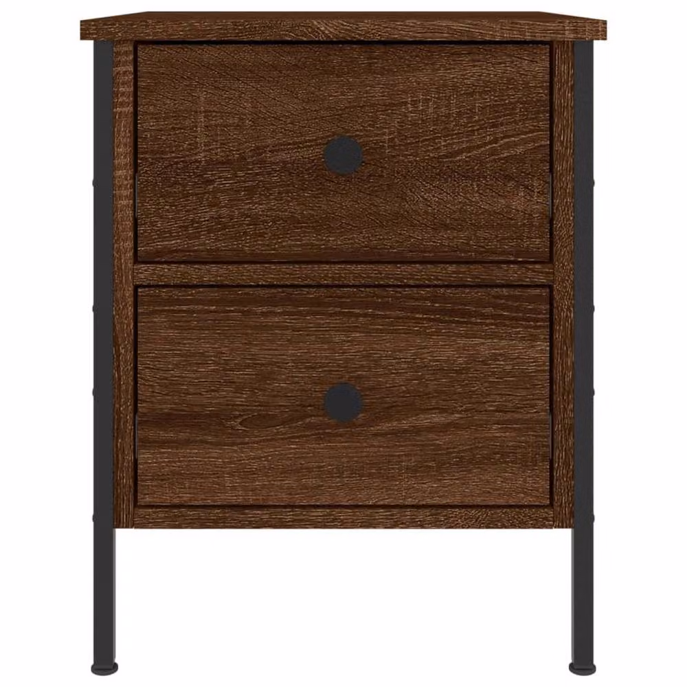 Berkfield Home Set of 2 Brown Oak Bedside Cabinets, W/D/H: 40 x 42 x 50 cm – 3