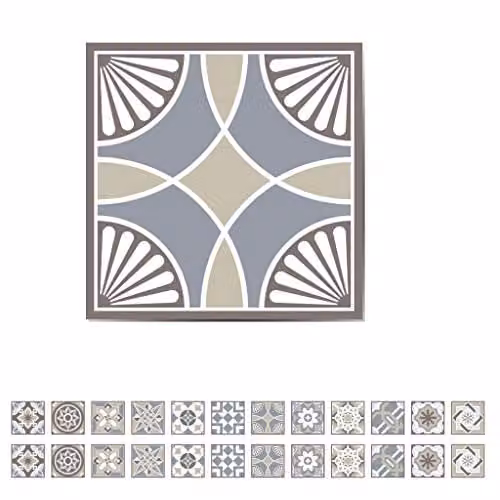 WALPLUS 24 Piece Limestone Spanish Style Self-Adhesive Vinyl Wall Tile Stickers in Beige, W/H: 15 x 15 cm – 1