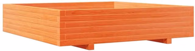 Berkfield Home Waxed Pine Garden Planter in Brown and Burnt Orange, W/D/H: 110 x 110 x 26.5 cm