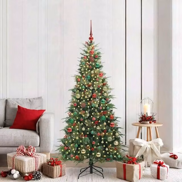 Berkfield Home Artificial Hinged Christmas Tree in Green, Height: 180 cm