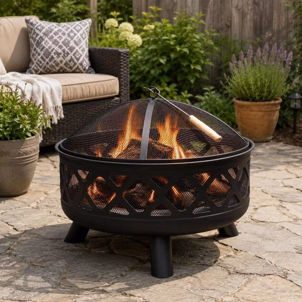 Nordara Black Steel Round Fire Pit Bowl, Diameter: 60.96 cm, Height: 58.0 cm – 5