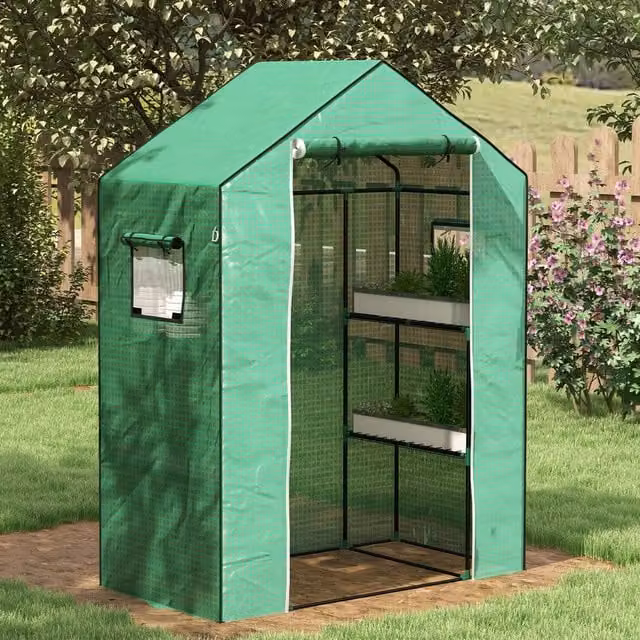 Outsunny Green PE Walk-in Greenhouse Replacement Cover