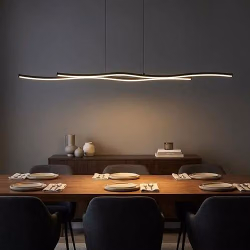 Globo Lighting Modern Black Metal LED Pendant Light with Adjustable Height and Warm White Light