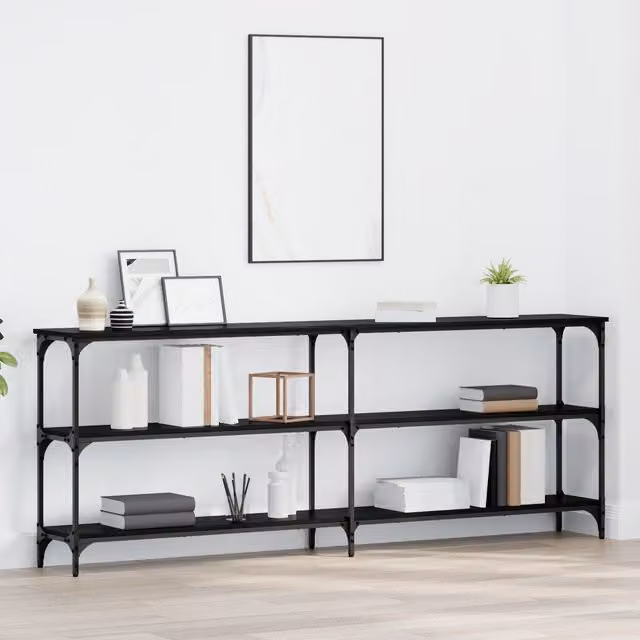 Berkfield Home Black Oak Console Table, W/D/H: 200 x 29 x 75 cm