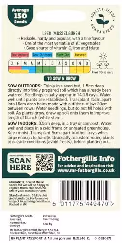 Mr Fothergill's Oh Sow Simple Leek Vegetable Seeds, Green and White – 2