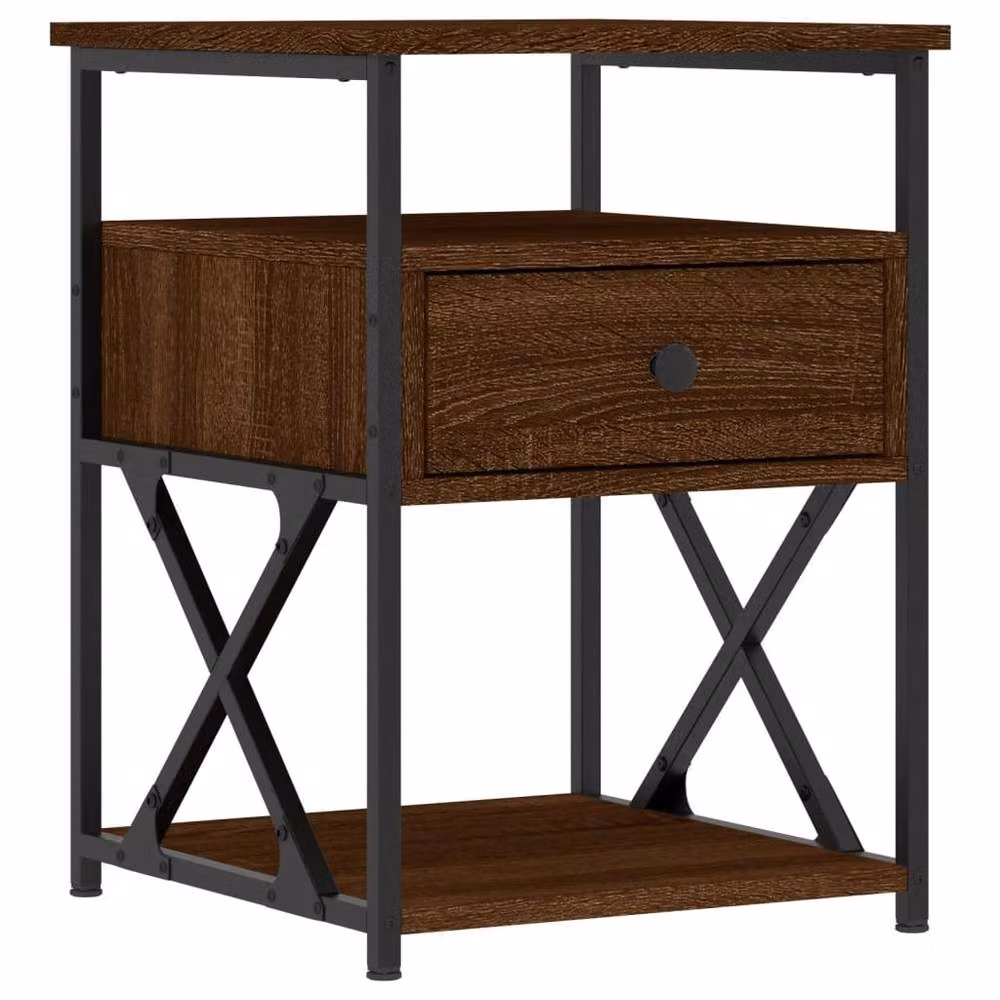 Berkfield Home Set of 2 Brown Oak Bedside Cabinets, W: 40 cm, D: 42 cm, H: 55 cm – 4