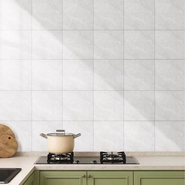 Livingandhome 10-Piece Self-Adhesive Marble PVC Wall Stickers in Grey Stone Look