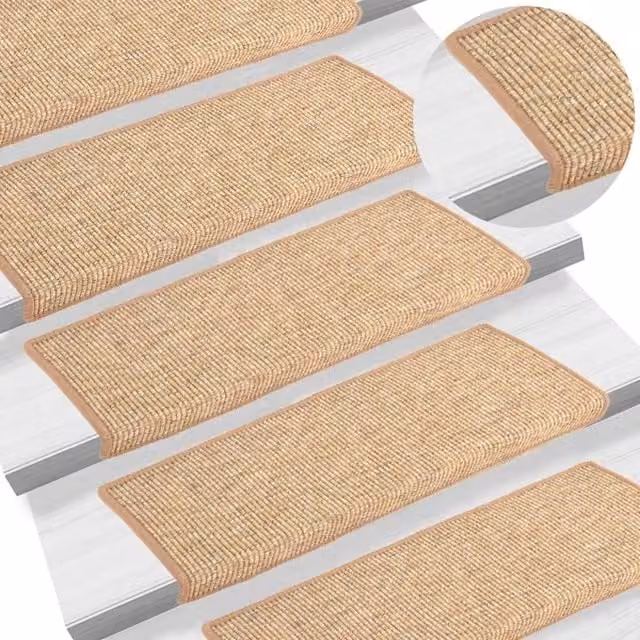 Berkfield Home Self-adhesive Stair Mats, 15 Pieces, Light Brown, W/D/H: 65 x 21 x 4 cm