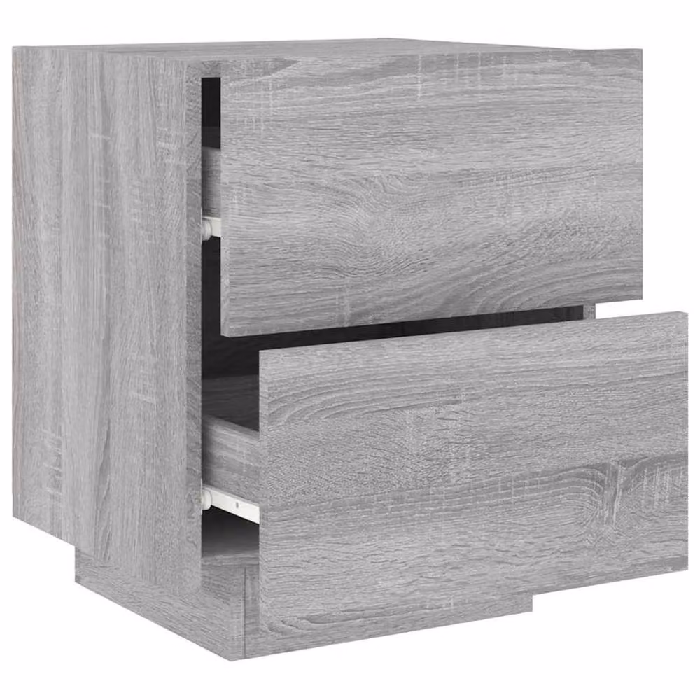 Berkfield Home Set of 2 Decorative Bedside Cabinets with Integrated LED Lights in Grey Sonoma – 3