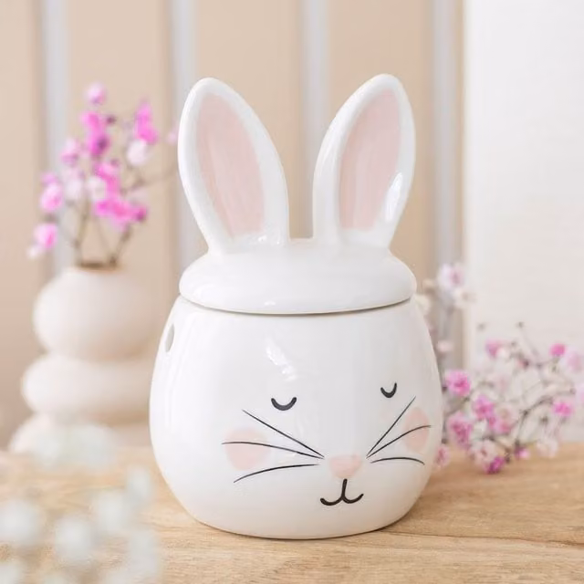 Gloriously Good White Ceramic Bunny Oil Burner for Tealights