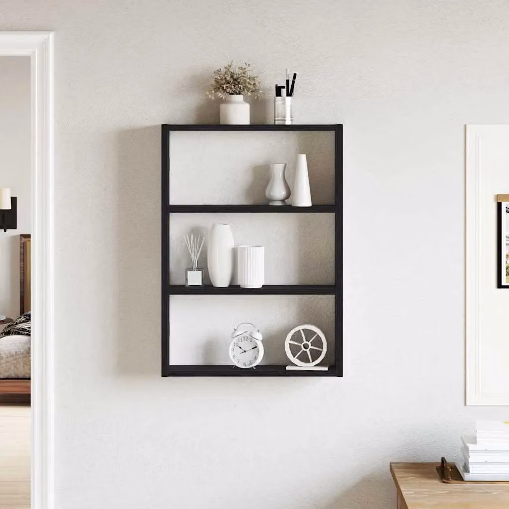 Berkfield Home Modern Wall Mounted Shelf in Black, W/D/H: 60 x 9 x 43 cm – 3