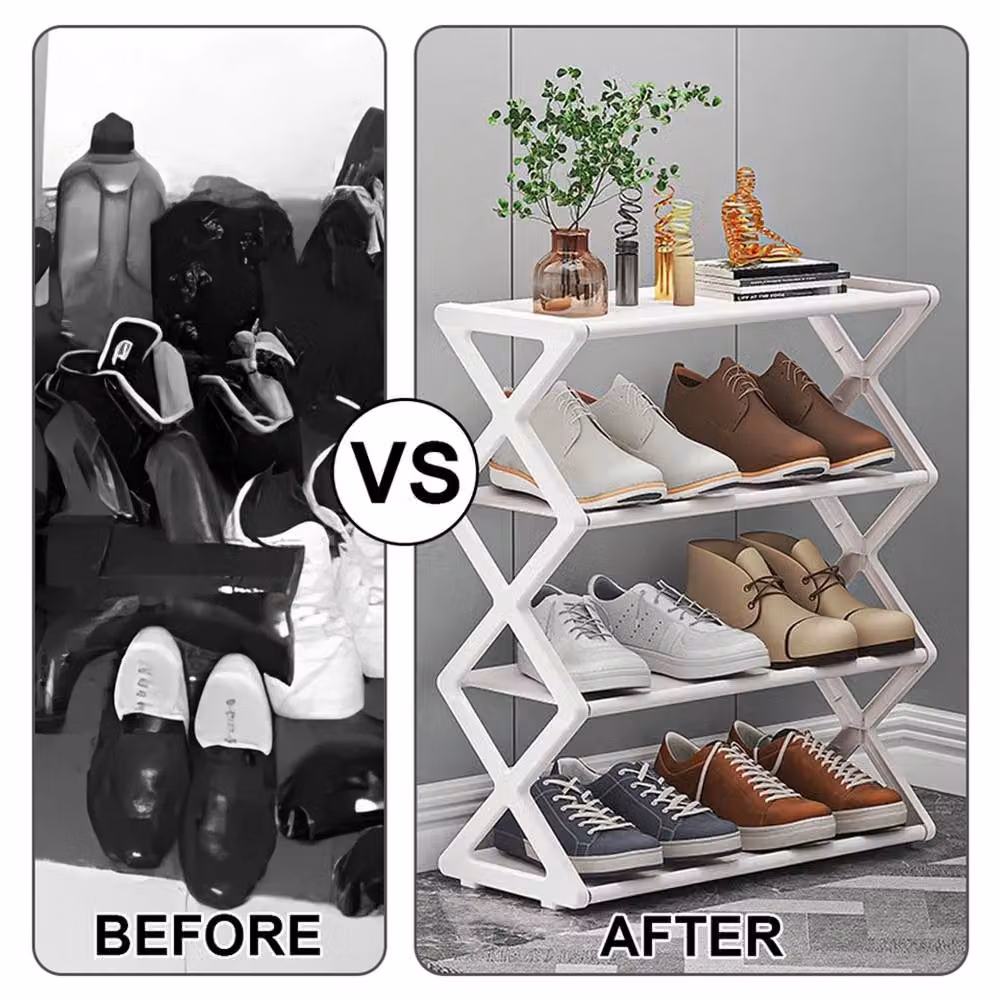 SPETLEK 4 Tier White Freestanding Shoe Rack Storage Stand – 3