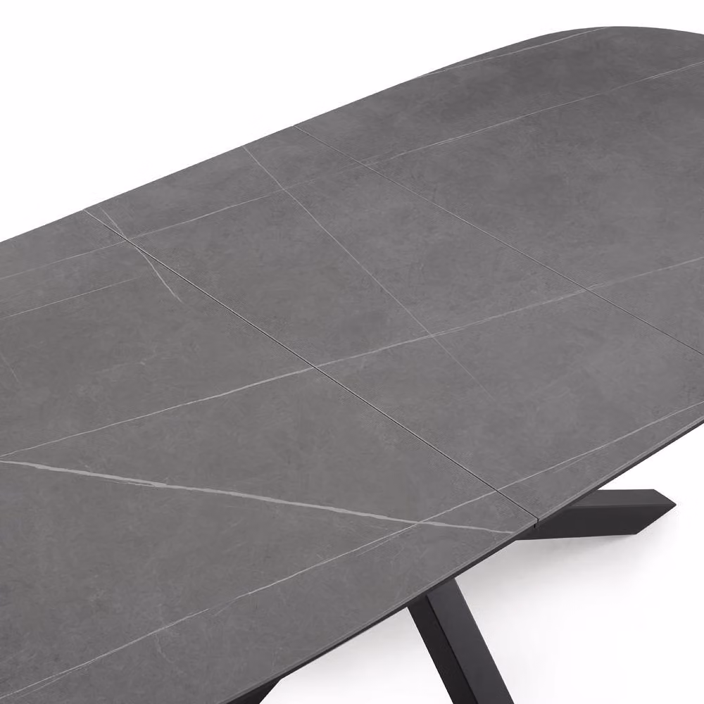 Home Detail Violet Extendable Rectangular Dining Table with Black Sintered Stone Ceramic Top and Grey Matt Finish – 4