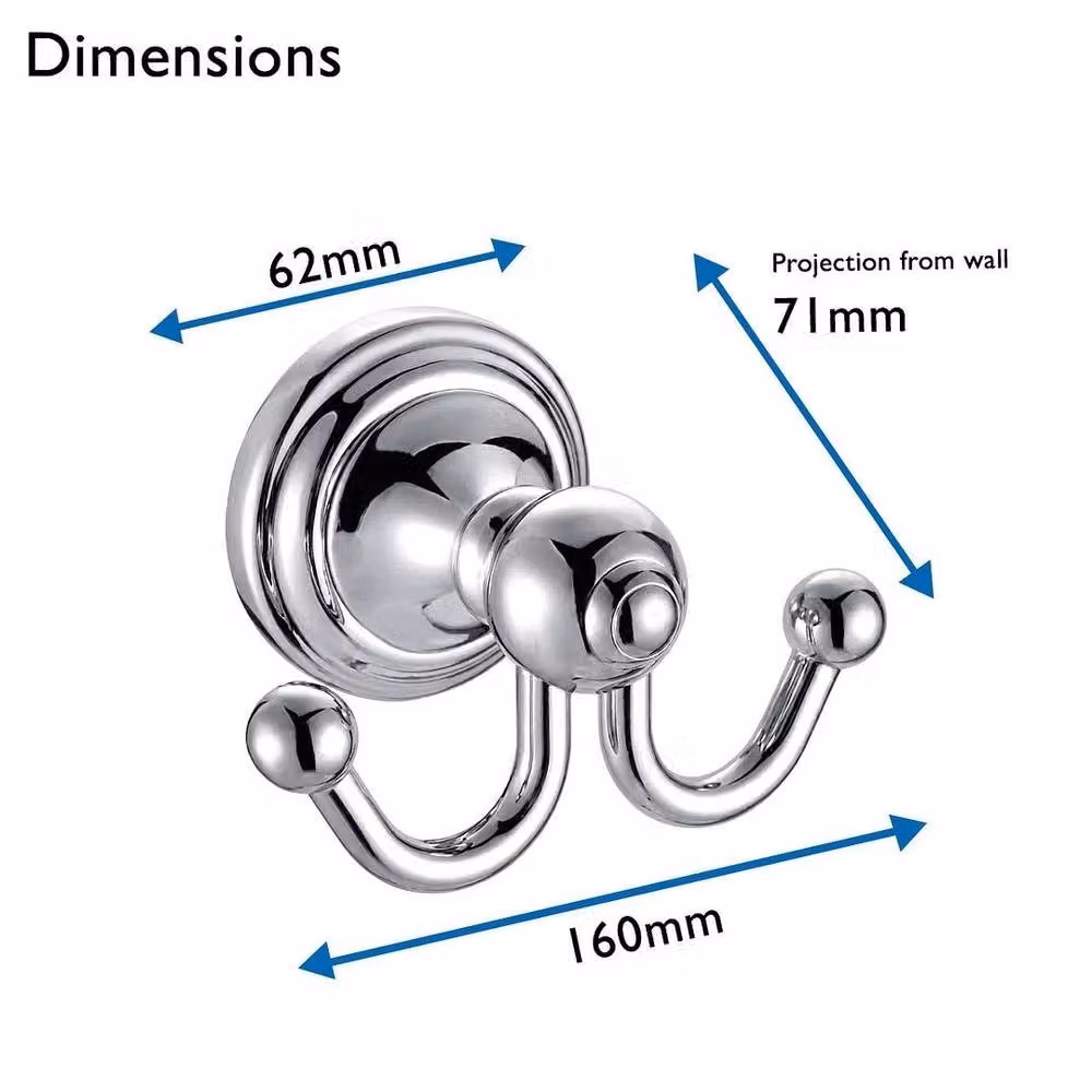 Havendro Double Robe Towel Hook in Chrome Silver – 2