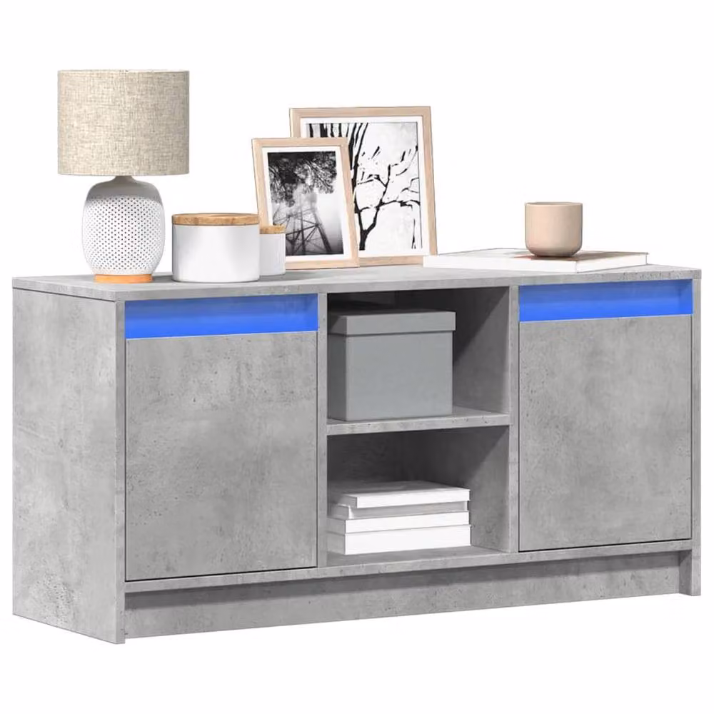 Berkfield Home Modern TV Cabinet with LED in Concrete Grey, W/D/H: 100 x 34 x 50 cm – 2