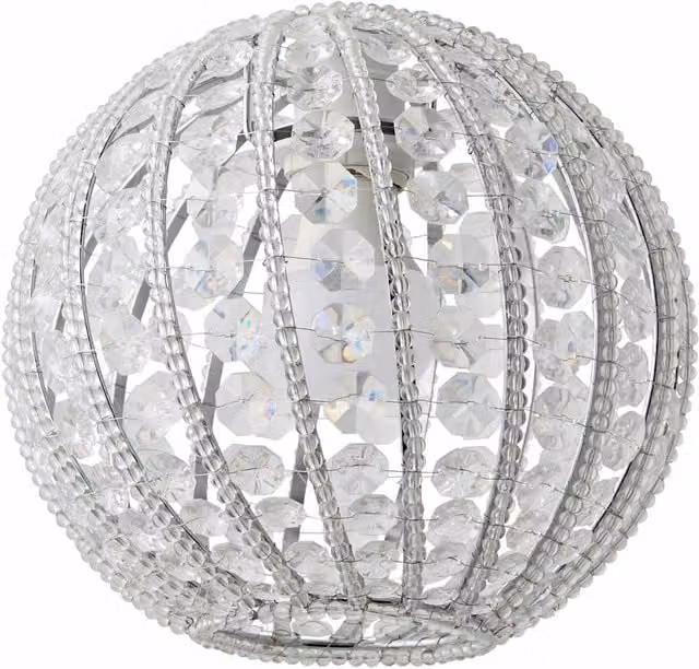 ValueLights Modern Ornate Round Ceiling Pendant Shade with Clear Acrylic Jewels in Silver