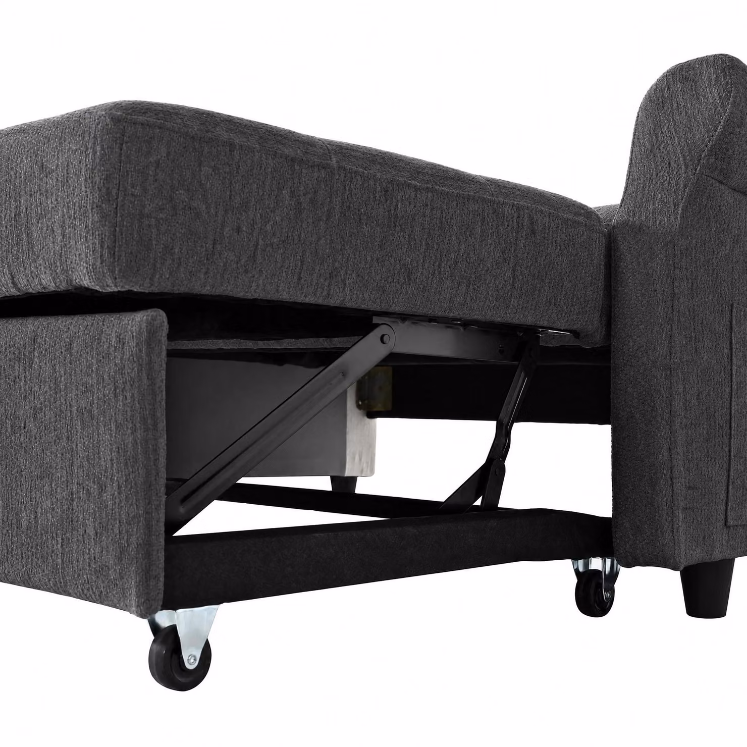 Aosom UK Convertible Sofa Bed in Dark Grey with Adjustable Backrest, USB and Type-C Ports, and Storage Pocket, W/D/H: 173 x 135 x 58 cm – 8