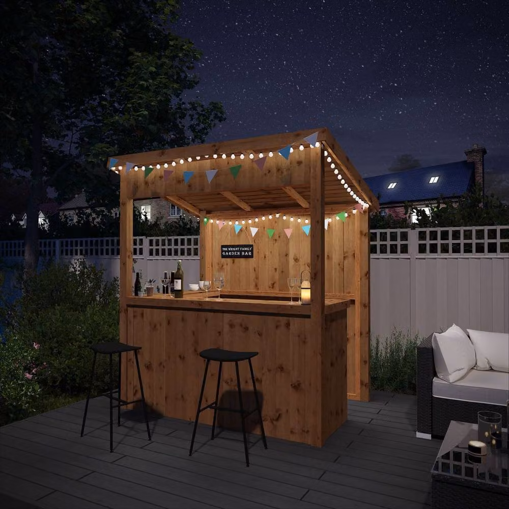 Waltons Modern Pent Garden Bar in Brown, W: 196.6 cm, D: 141.0 cm, H: 215.2 cm – 6