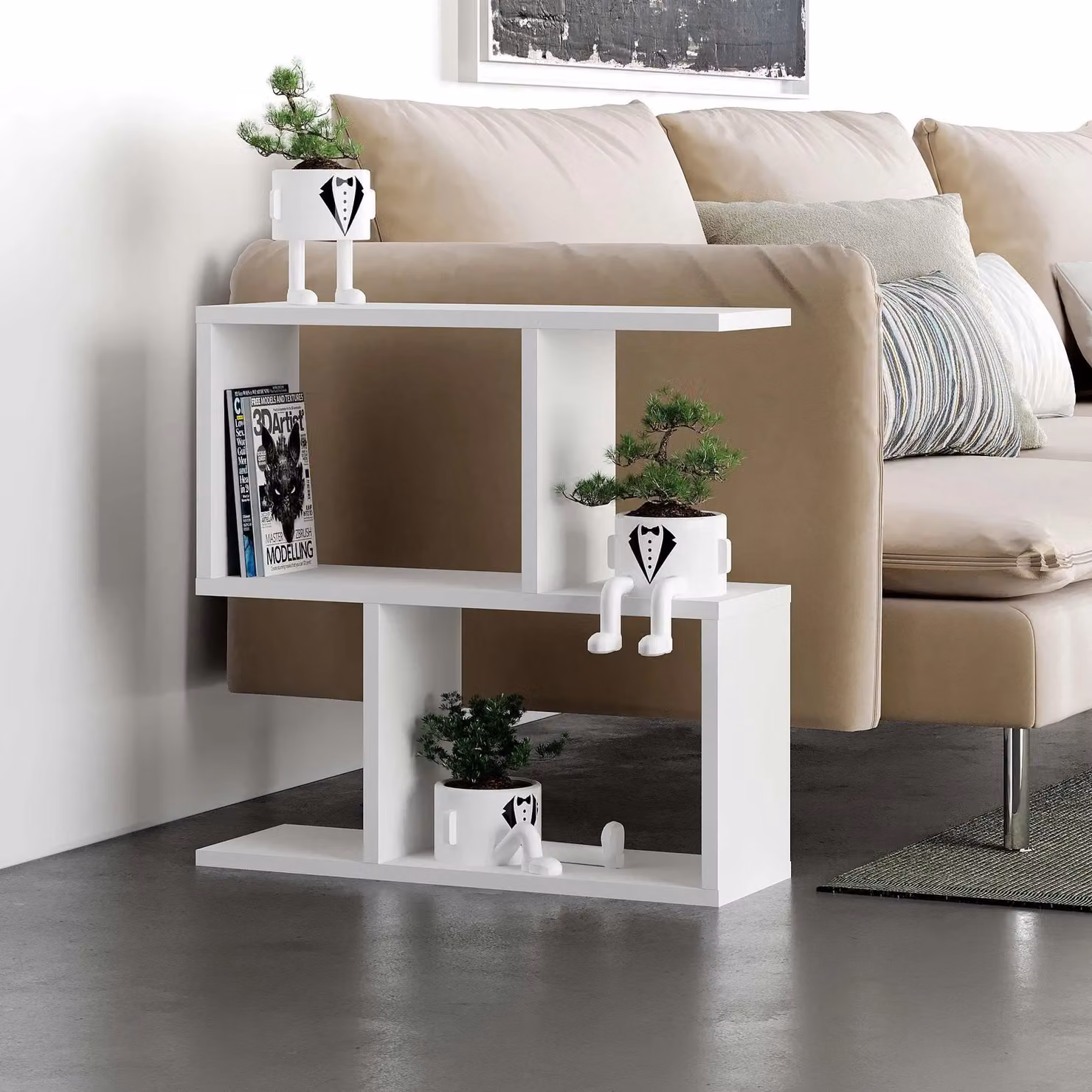 Decortie Homemania Modern 4-Compartment Side Table in White, W/D/H: 60 x 60 x 60 cm – 2