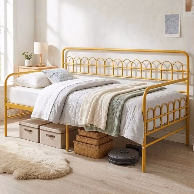 SPETLEK Modern Single Pull-out Daybed Sofa Bed in Gold Metal